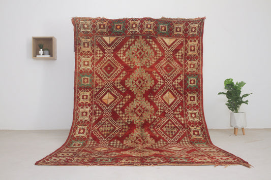 Vintage Moroccan Rug – Handmade Wool Berber rug, 5x8 ft – Red beni mguild rug