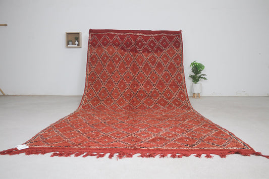 Vintage Moroccan Rug – Handmade Wool Berber rug, 6x12 ft – Red beni mguild rug
