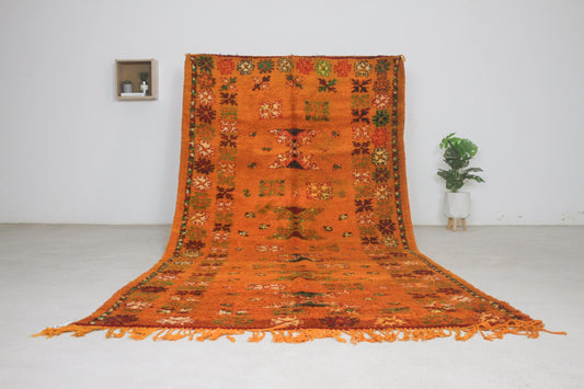 Vintage Moroccan Rug – Handmade Wool Berber rug, 5x11 ft – Orange beni mguild rug