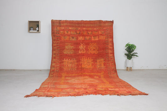 Vintage Moroccan Rug – Handmade Wool Berber rug, 5x10 ft – Orange beni mguild rug