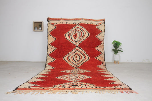 Vintage Moroccan Rug – Handmade Wool Berber rug, 5x11 ft – Red beni mguild rug