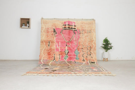 Pink 8x5 Moroccan Colorful Rug – area rugs berber, boho area rug, Handmade Wool Rug