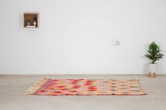 Pink 8x5 Moroccan Colorful Rug – moroccan berber rug, colorful area rugs, Handmade Wool Rug