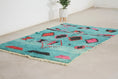 Load image into Gallery viewer, Turquoise 8x5 Moroccan Colorful Rug – area rugs boho, berber area rugs, Handmade Wool Rug