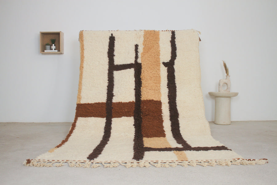 Beige Moroccan Beni Ourain Rug – moroccan berber rug, bohemian area rugs, Handmade Wool Rug