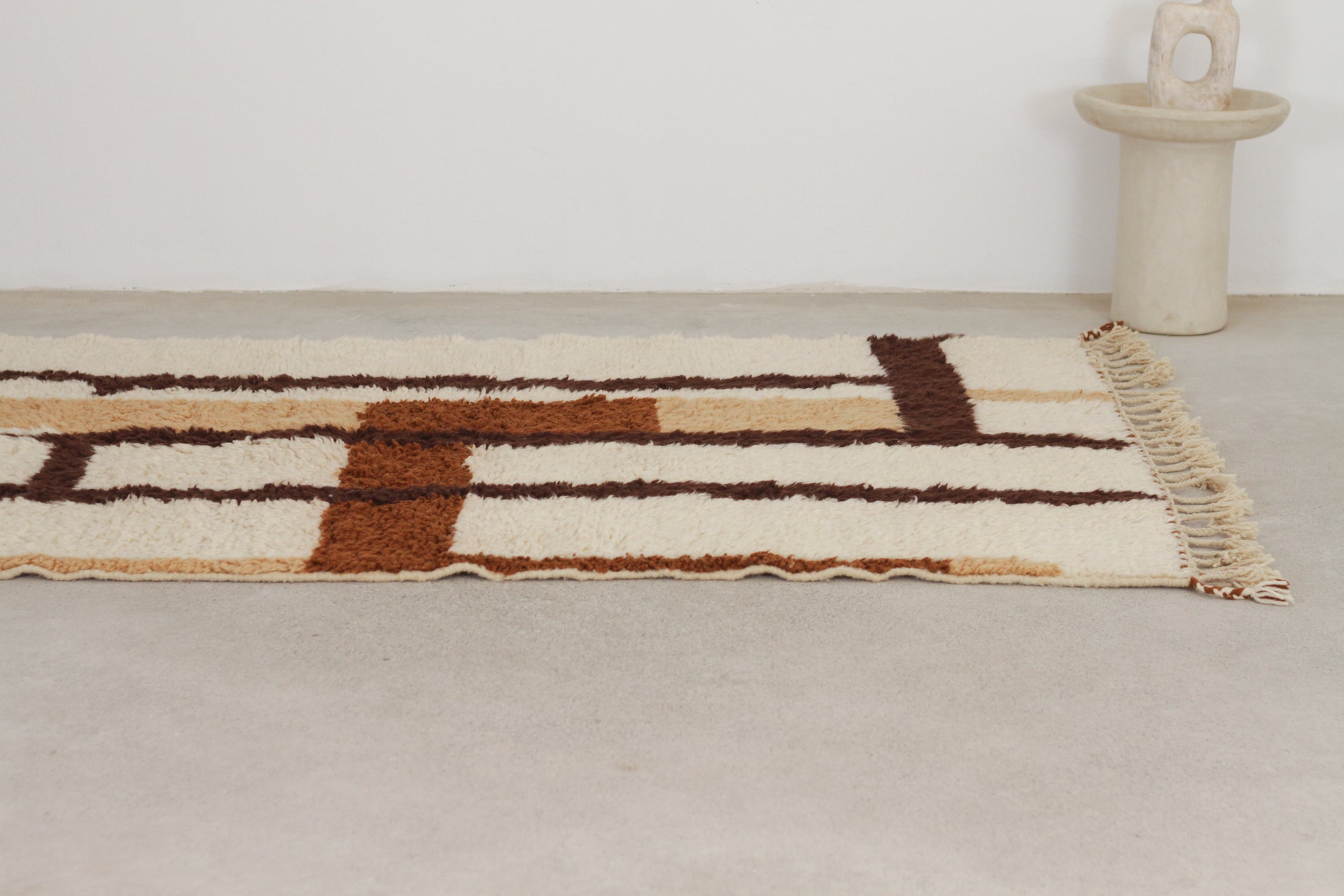 Beige Moroccan Beni Ourain Rug – moroccan berber rug, bohemian area rugs, Handmade Wool Rug