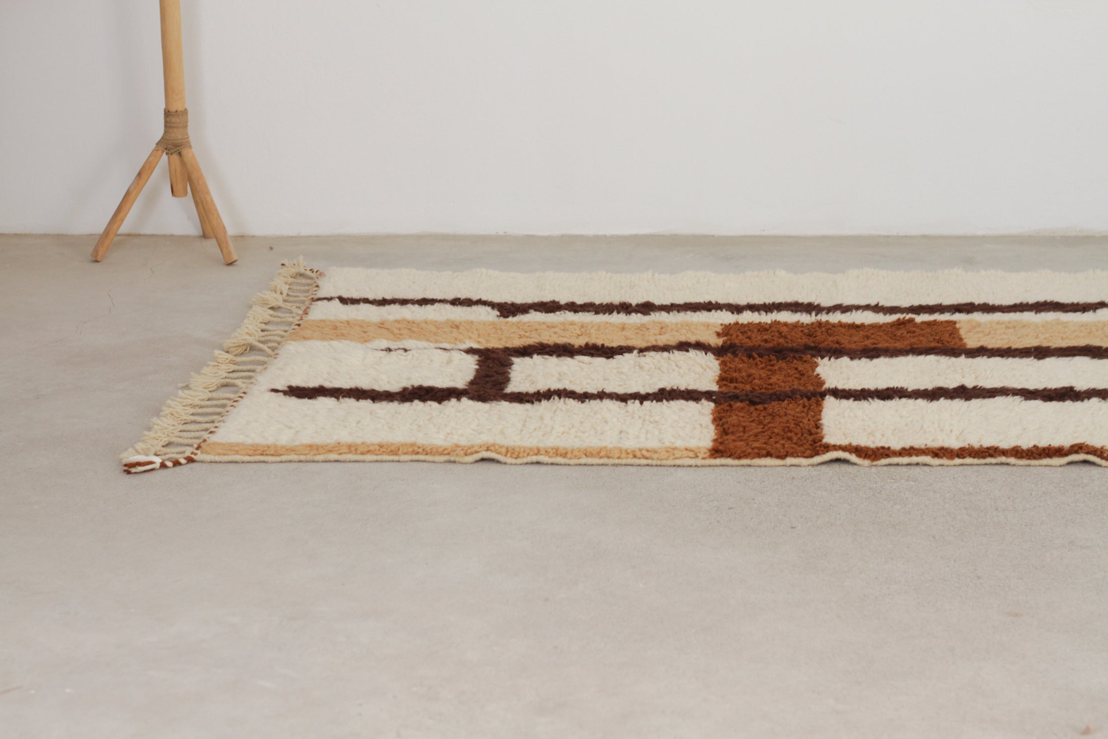 Beige Moroccan Beni Ourain Rug – moroccan berber rug, bohemian area rugs, Handmade Wool Rug