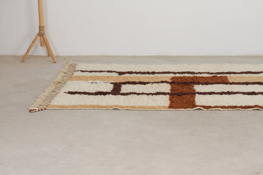 Beige Moroccan Beni Ourain Rug – moroccan berber rug, bohemian area rugs, Handmade Wool Rug