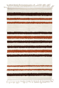 Load image into Gallery viewer, Cluster Bands striped wool rug, dark brown bands and terracotta stripes on cream, full view
