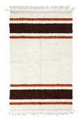 Load image into Gallery viewer, Panel Bands striped wool rug, dark brown bands and terracotta stripes on cream, full view
