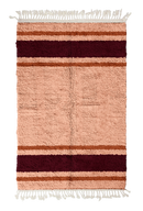 Panel Bands striped wool rug, oxblood red bands and terracotta stripes on blush pink, full view