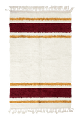 Load image into Gallery viewer, Panel Bands striped wool rug, burgundy bands and ochre yellow stripes on cream, full view

