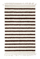 Fine Bands striped wool rug, dark brown bands on cream, full view