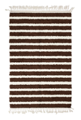 Load image into Gallery viewer, Fine Bands striped wool rug, cream bands on dark espresso brown, full view
