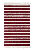Load image into Gallery viewer, Fine Bands striped wool rug, cream bands on burgundy, full view
