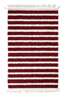 Fine Bands striped wool rug, cream bands on burgundy, full view