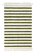 Load image into Gallery viewer, Fine Bands striped wool rug, olive green bands on cream, full view
