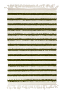 Fine Bands striped wool rug, olive green bands on cream, full view