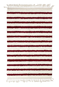 Load image into Gallery viewer, Fine Bands striped wool rug, burgundy bands on cream, full view
