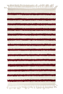 Fine Bands striped wool rug, burgundy bands on cream, full view