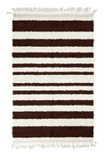 Load image into Gallery viewer, Graded Bands striped wool rug, dark brown bands on cream, full view
