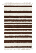 Load image into Gallery viewer, Graded Bands striped wool rug, cream bands on dark espresso brown, full view
