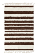 Graded Bands striped wool rug, cream bands on dark espresso brown, full view