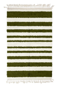 Load image into Gallery viewer, Graded Bands striped wool rug, olive green bands on cream, full view
