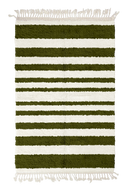 Graded Bands striped wool rug, olive green bands on cream, full view