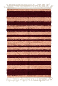 Load image into Gallery viewer, Graded Bands striped wool rug, oxblood red bands on blush pink, full view
