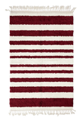 Load image into Gallery viewer, Graded Bands striped wool rug, burgundy bands on cream, full view
