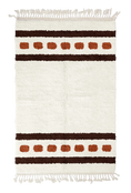 Load image into Gallery viewer, Dash Bands striped wool rug, dark brown bands and terracotta stripes on cream, full view
