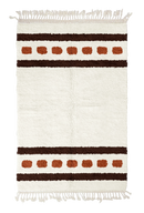 Dash Bands striped wool rug, dark brown bands and terracotta stripes on cream, full view
