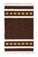 Dash Bands striped wool rug, cream bands and ochre yellow stripes on dark espresso brown, full view