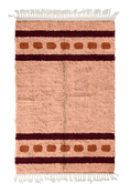 Load image into Gallery viewer, Dash Bands striped wool rug, oxblood red bands and terracotta stripes on blush pink, full view
