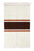 Load image into Gallery viewer, Sash Bands striped wool rug, dark brown bands and terracotta stripes on cream, full view

