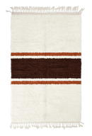 Sash Bands striped wool rug, dark brown bands and terracotta stripes on cream, full view