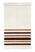 Load image into Gallery viewer, Hem Bands striped wool rug, dark brown bands and terracotta stripes on cream, full view
