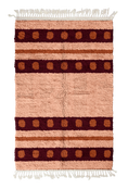 Load image into Gallery viewer, Dot Bands striped wool rug, oxblood red bands and terracotta stripes on blush pink, full view
