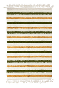 Load image into Gallery viewer, Full Bands striped wool rug, olive green bands and ochre yellow stripes on cream, full view
