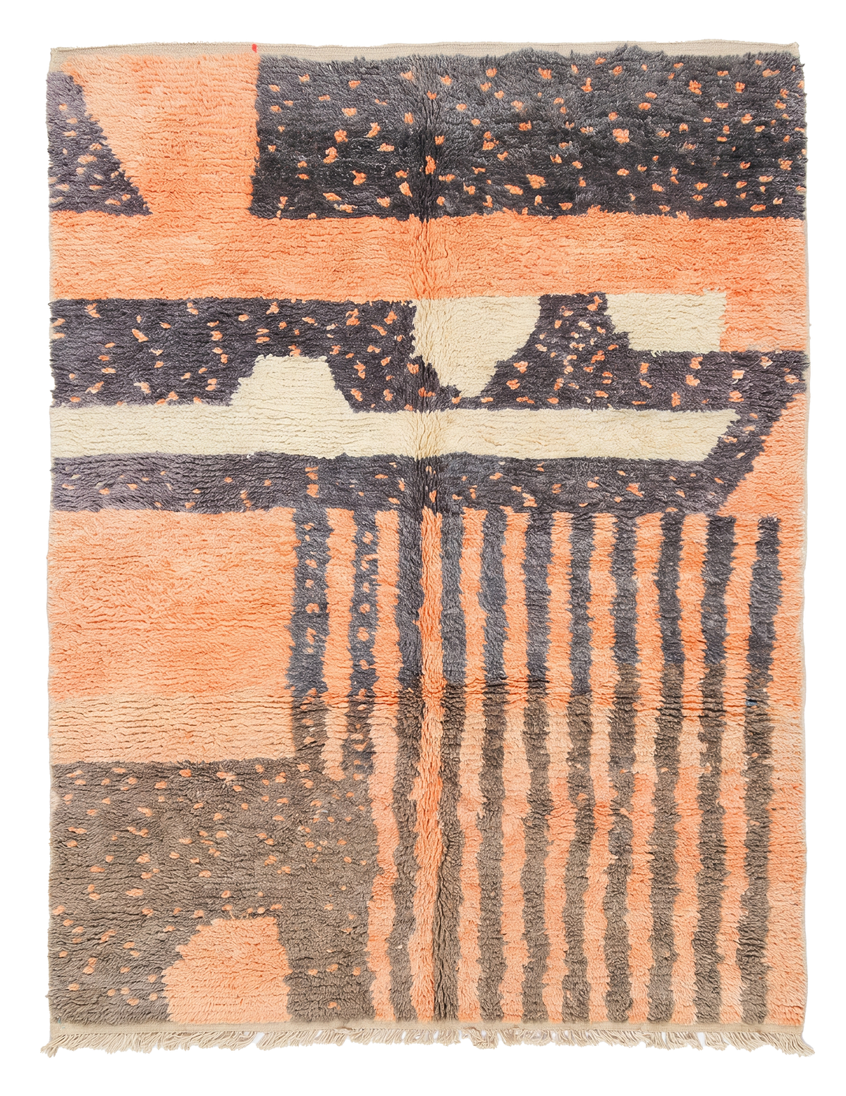 Orange 8x5 Berber Rug – boujad rug, moroccan shag rug, Handmade Wool Rug