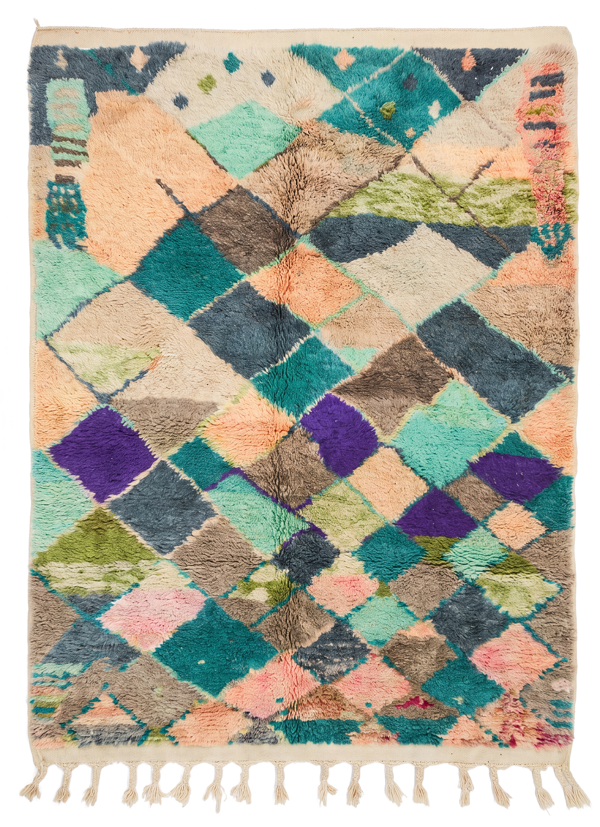 Green 8x5 Berber Rug – moroccan tribal rug, colorful rug, Handmade Wool Rug