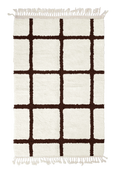Load image into Gallery viewer, Pane Crossing grid wool rug, dark brown lines on cream, full view
