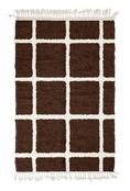 Load image into Gallery viewer, Pane Crossing grid wool rug, cream lines on dark espresso brown, full view

