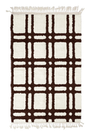 Twin Crossing grid wool rug, dark brown lines on cream, full view