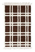 Load image into Gallery viewer, Twin Crossing grid wool rug, cream lines on dark espresso brown, full view
