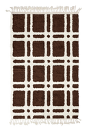 Twin Crossing grid wool rug, cream lines on dark espresso brown, full view