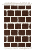 Load image into Gallery viewer, Brick Crossing grid wool rug, cream lines on dark espresso brown, full view
