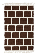 Brick Crossing grid wool rug, cream lines on dark espresso brown, full view