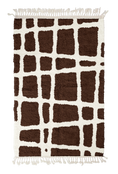Load image into Gallery viewer, Leaning Crossing grid wool rug, cream lines on dark espresso brown, full view
